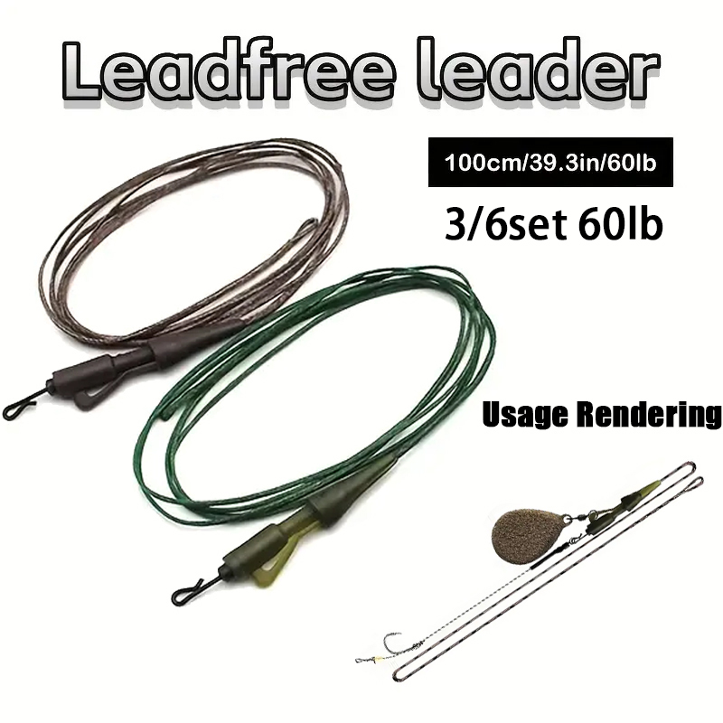 Monofilament Line - สายเบ็ดตกปลาคาร์พแบบถัก 3/6 ชิ้น พร้อมใช้งาน ความยาว 100